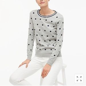 W Polka-Dot Teddie Sweater Heather Gray Navy New M